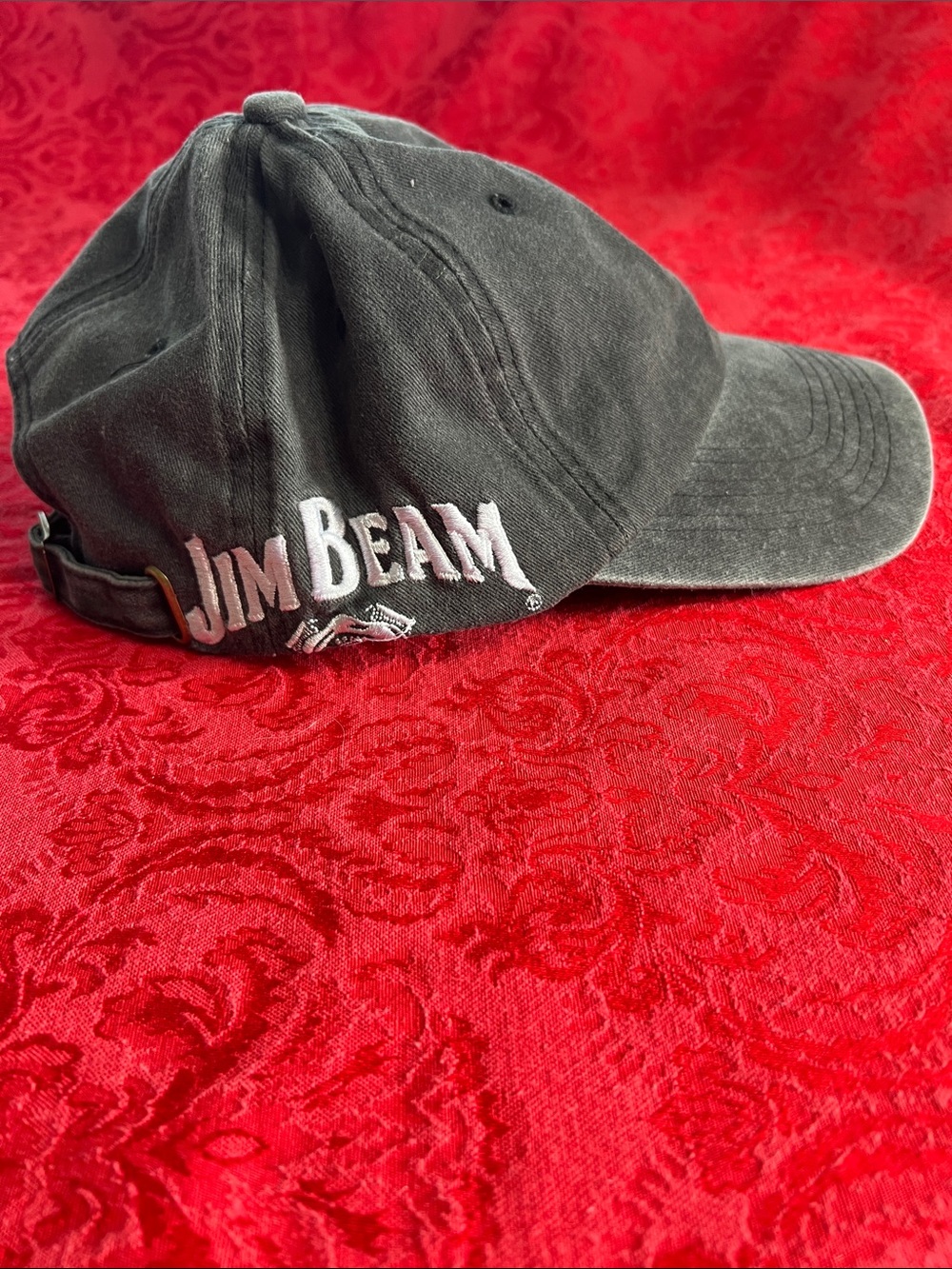Jim Beam Logo Black Washed Cotton Baseball Cap Adjustable Strapback Hat